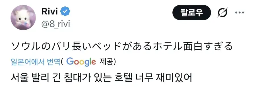 일본인 : 서울에 긴 침대가 있는 호텔 너무 재미있어_1.webp