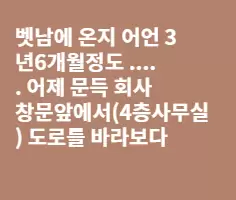 베트남이 싫어졌어요. ㅠㅠ