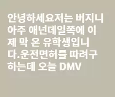 버지니아 운전면허 취득 관련 질문이요~!