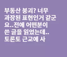 부동산붕괴는 과장이라고 생각합니다.